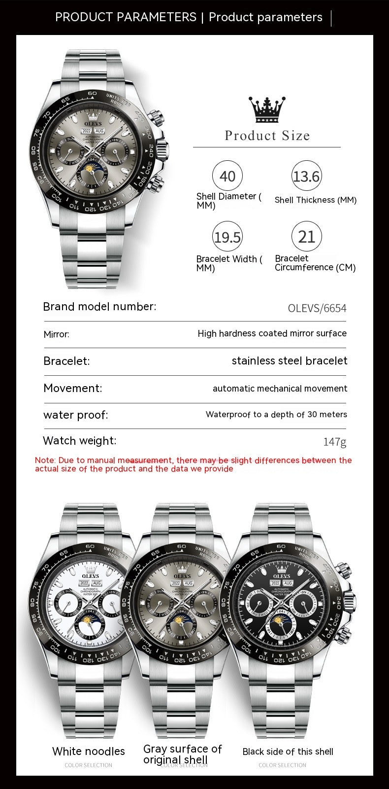 Mechanische automatische multifunktionale Herrenuhr