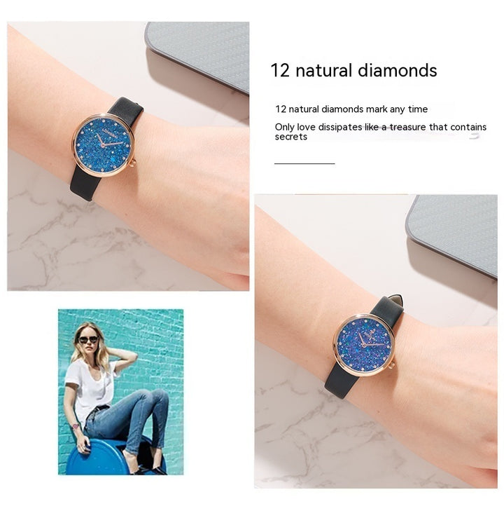 Sapphire simples e natural Small Diamond Women's Watch