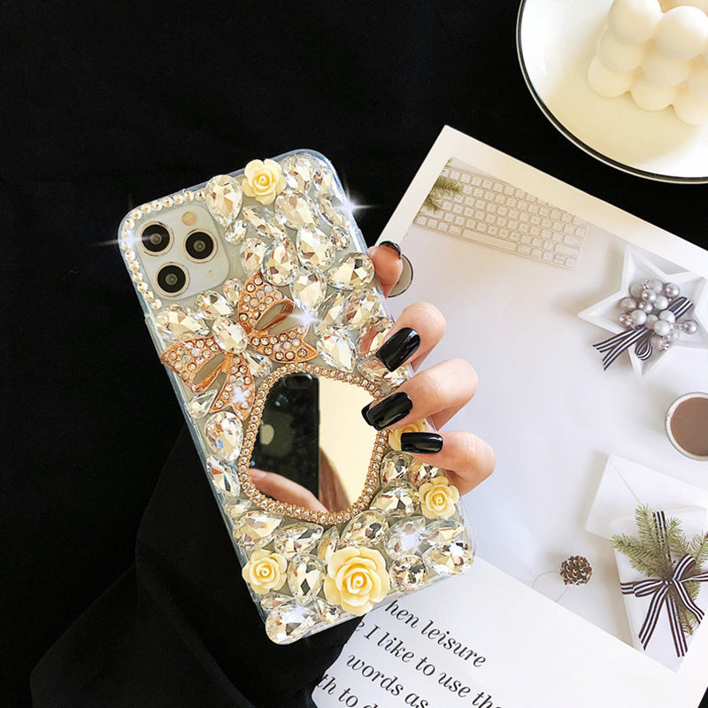 Telefonveske Rhinestone Mirror Diamond Bow Flower