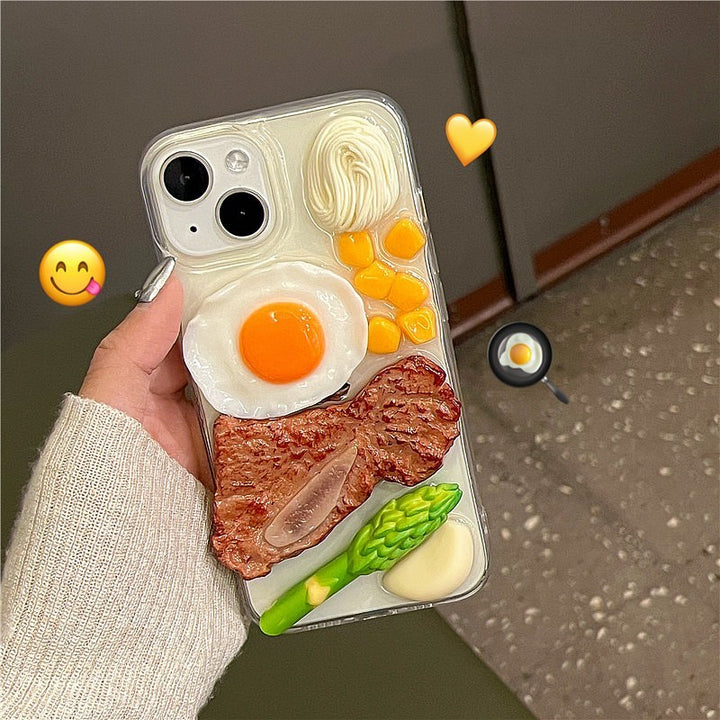 Kreativ tredimensionell biff omelett epoxy telefonfodral