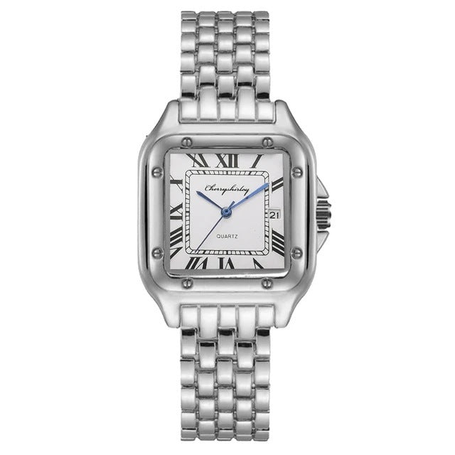 Fashion Stainless Steel Square Simple Design Couple Quartz Watch