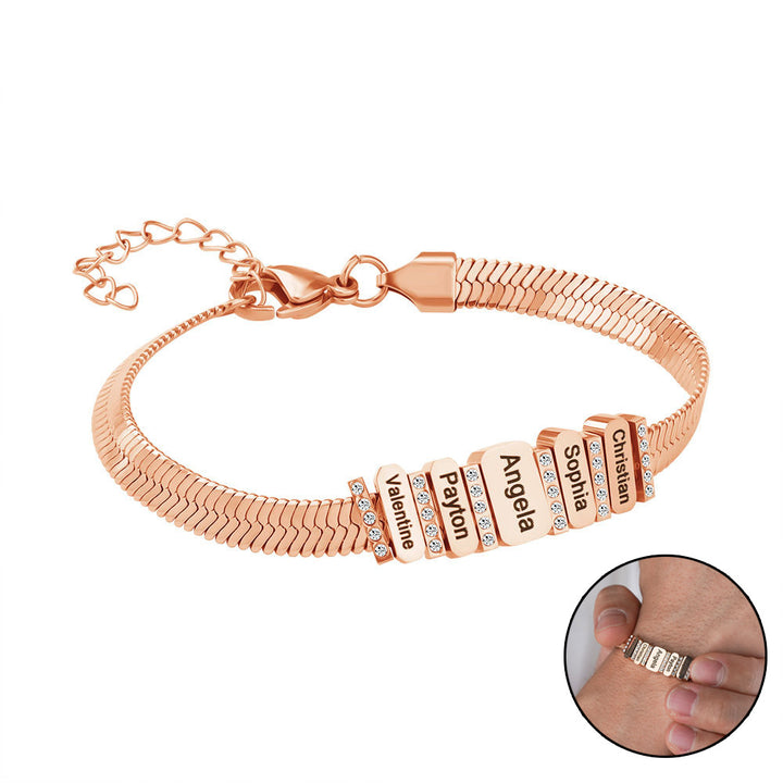 Custom Names Beaded Bracelet Stainless Steel Bracelet Personalized Bracelet Jewellry Gift For Mother Father Girlfriend Boyfriend