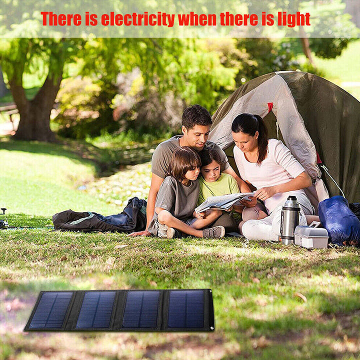 20W sammenleggbart solcellepanel Solcellepanel Power Bank Mobiltelefon USB -lader camping fotturer