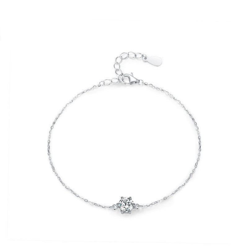 S925 Sterling Silver Six-Claw enkele diamantarmband