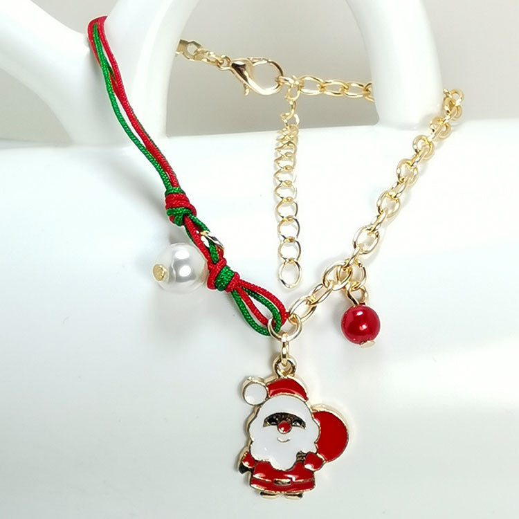 Nuevo muñeco de nieve de Navidad Santa Claus Flake Snowflake Pulsera de alce Regalo de Navidad Pulsero de la cadena de la cadena de la cadena para mujeres Regalo de moda de Año Nuevo