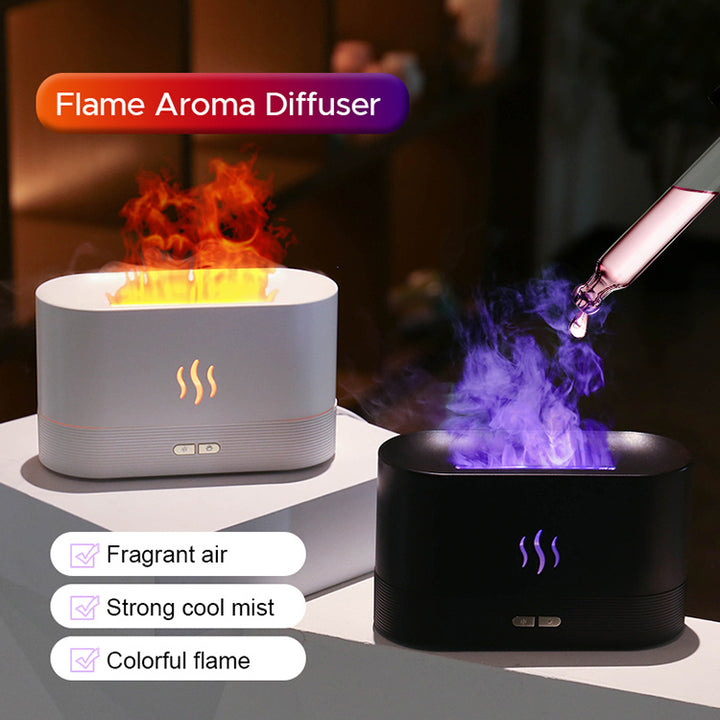 2022 Best verkopende USB Ultrasone Flame Lawidificator LED RGB kleurrijke etherische olievuur vlam aroma diffuser