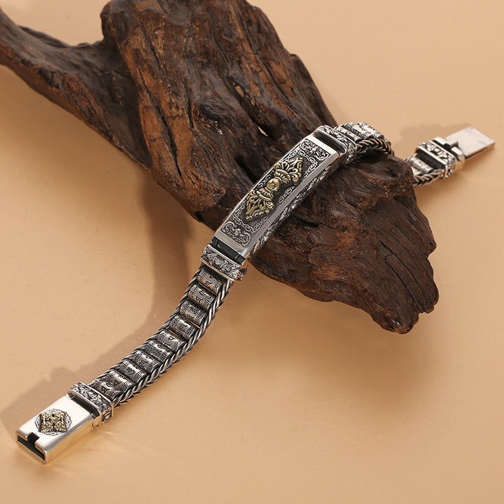 Sterling Silver S925 Six-word Mantra Vajra Bracelet