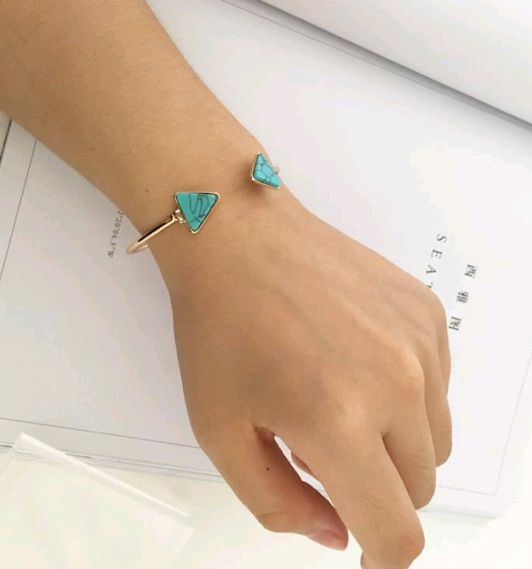Marbled Triangle Turquoise Bracelet Personality Alloy Bracelet