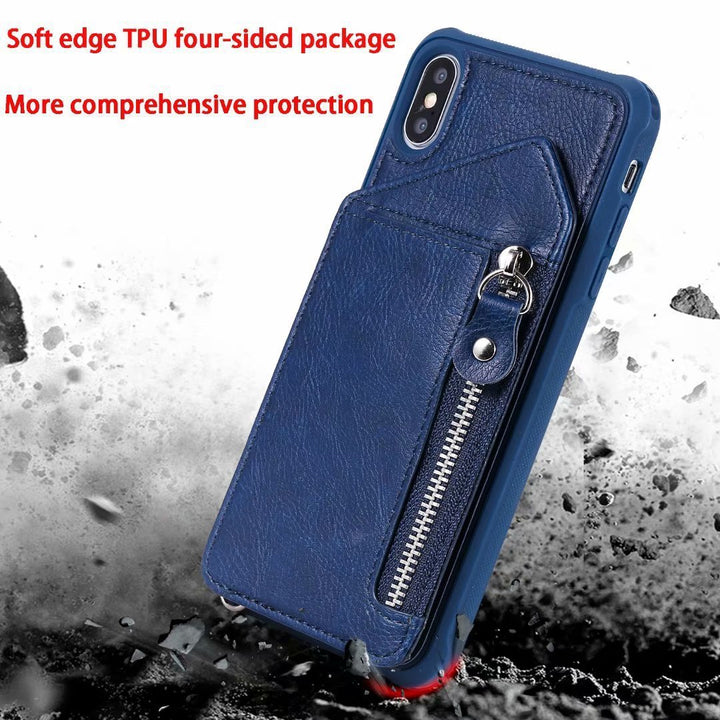 Zipper Wallet Case With Stand Tpu Anti-fall Shell