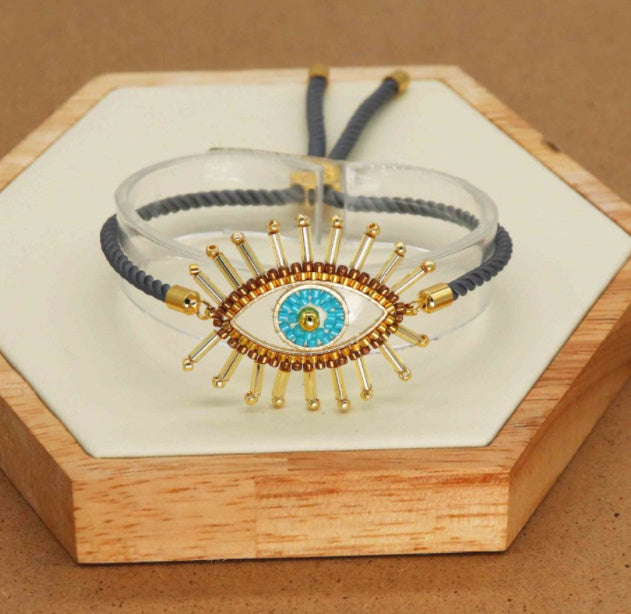 Rice beads hand-woven Evil Eye lucky eye bracelet
