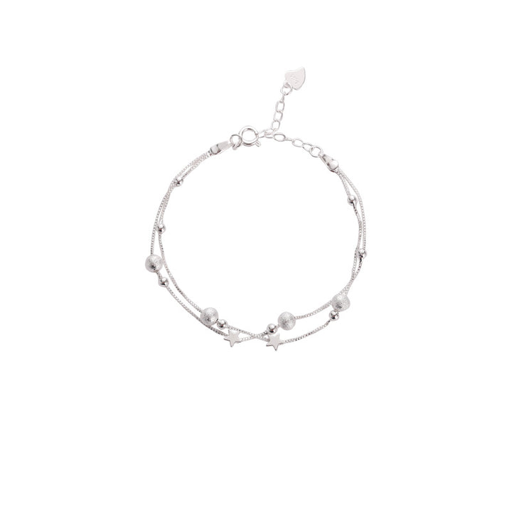 925 Sterling Silver Double Star Bracelet For Girls