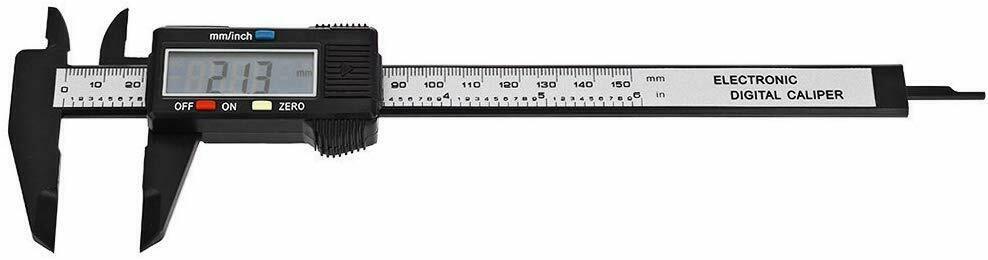 Calibre digital calibre electrónico fibra de carbono vernier micrómetro regla 150 mm 6