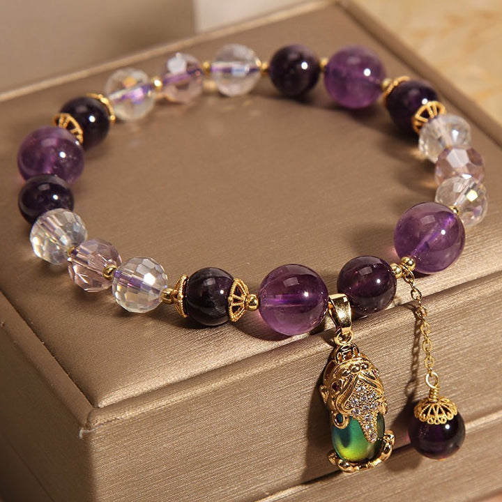 Natural Amethyst Beaded Bracelet Female Ethnic Style