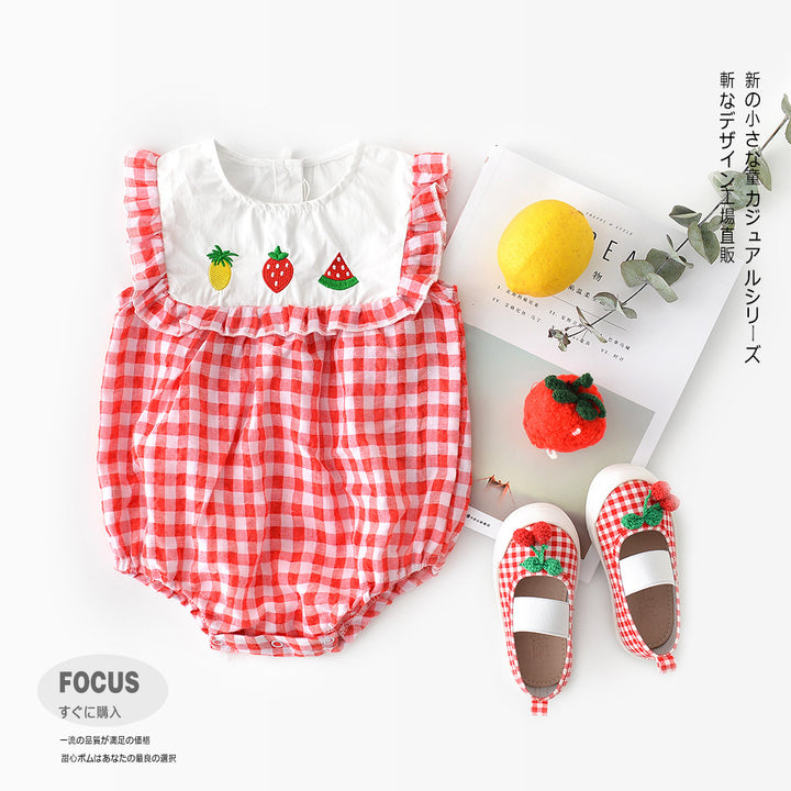 Bebek ekose dantel kollu bebek üçgen romper bebek uçurtma kıyafetleri