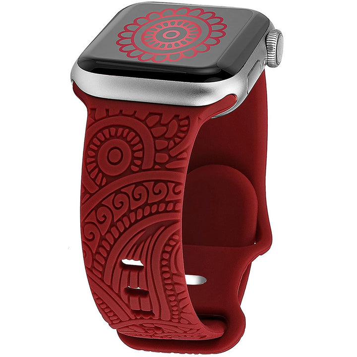 Laser Carved Embossed Cashew Printed Silicone Strap