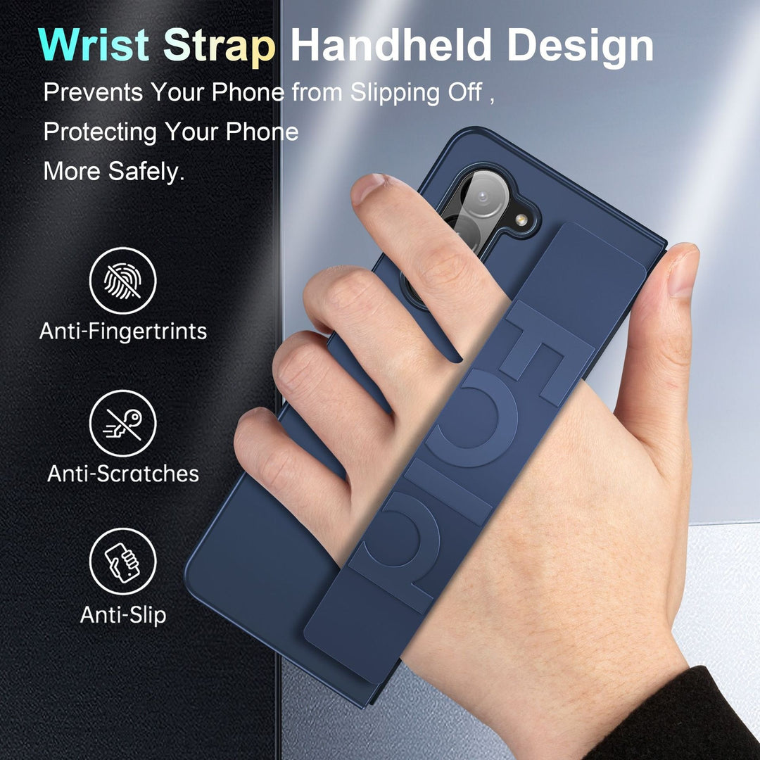 Phone Case Elastic Wrist Strap Integrated Flip Foldable Screen Anti-fall Protective Cover