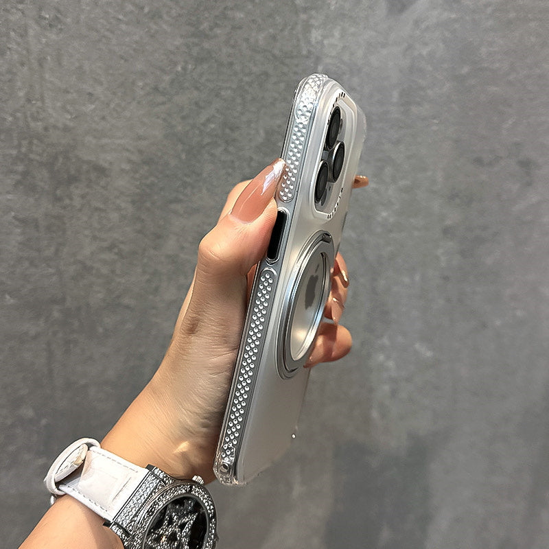 Carcasă transparentă a telefonului transparent cu suport magnetic rotativ colorat