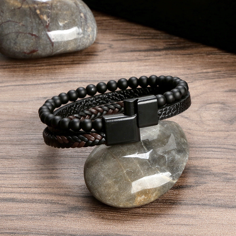 Natural Stone Obsidian Magnet Bracelet