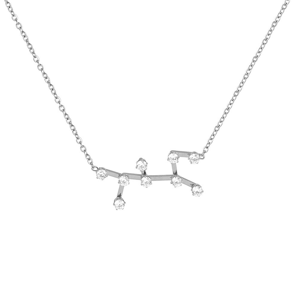 Diamond Guard Titanium Steel Female Clavicle Chain Twelve Constellations Necklace