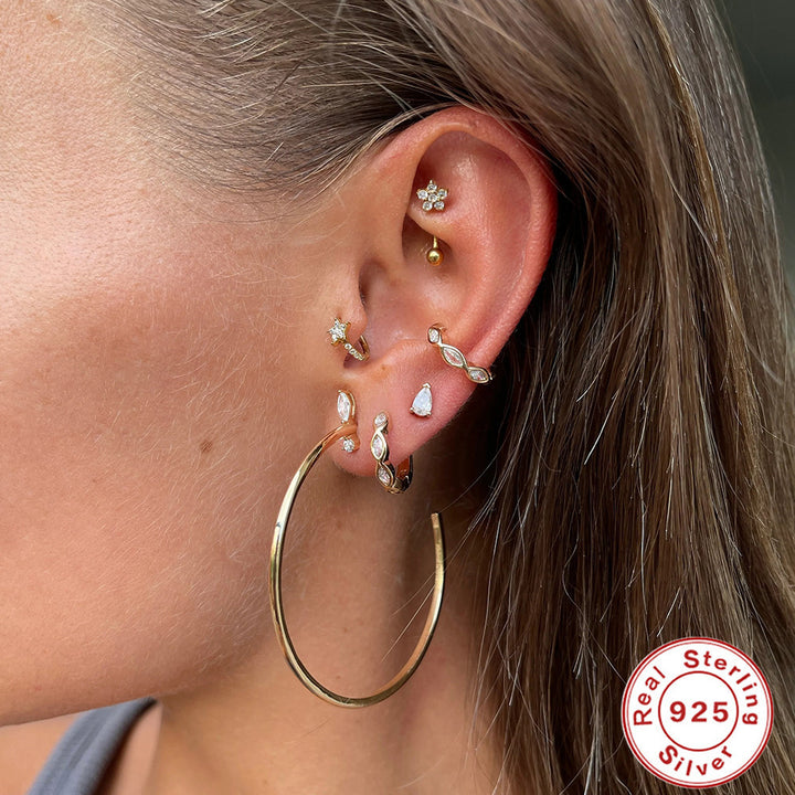 S925 стерлинги сребърни диамантени конски уши за уши за уши