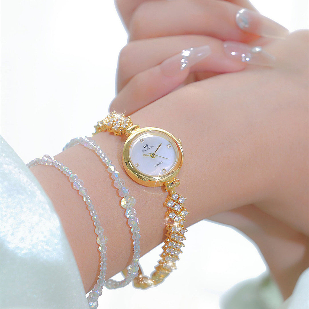 Mermaid Light Luxury Diamond kleine Gold- und Silberkette Uhr