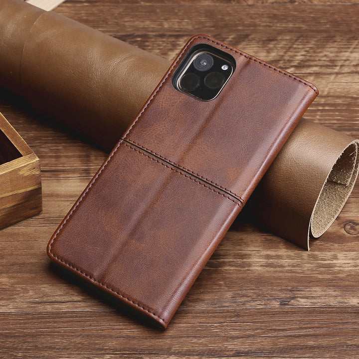 Leather Case, mobiele telefoonhoes met magnetische houder