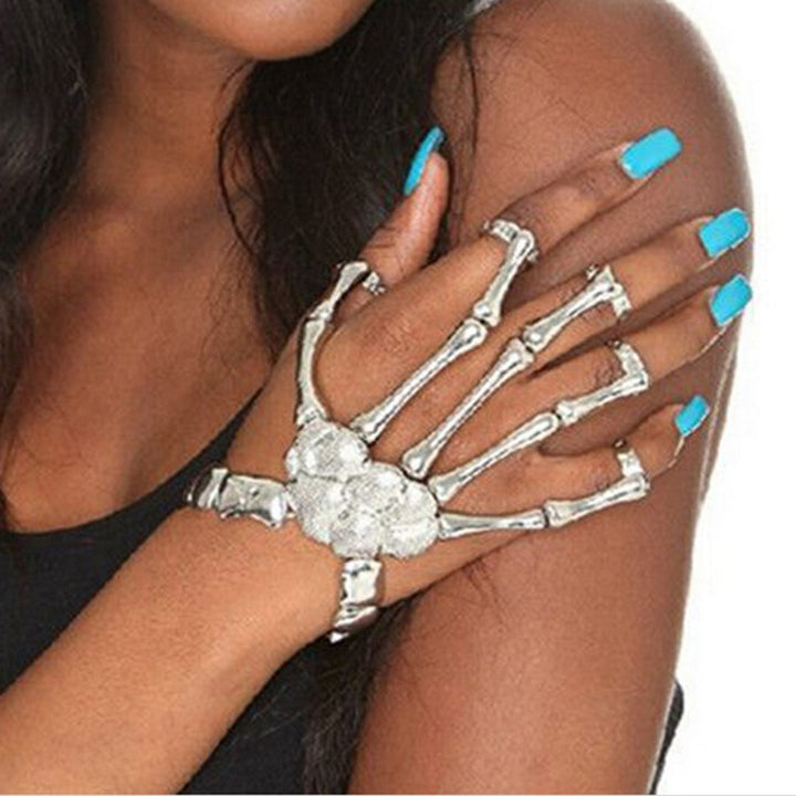 Equeleto elegante calavera mano talon talon dedo hueso esclavo pulsera pulsera pulsseiras brazalete para mujeres para mujeres