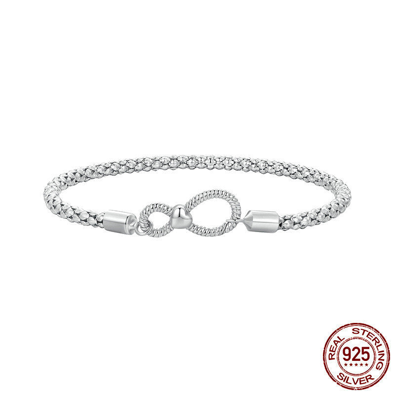 S925 Bracciale da donna in anello infinito minimalista in argento sterling