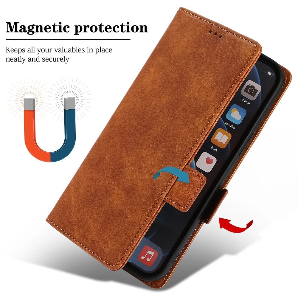 Caixa de telefone de suporte de couro protetora da carteira de proteção