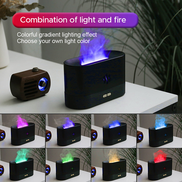 2022 Humidificador de llama ultrasónico USB más vendida LED RGB Colorido esencial Fire Fire Flame Aroma Difuser