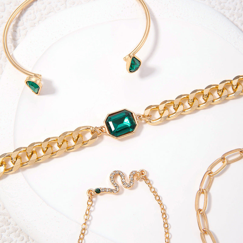 Bracelet de bracelet en diamant vert mode bracelet multicouche