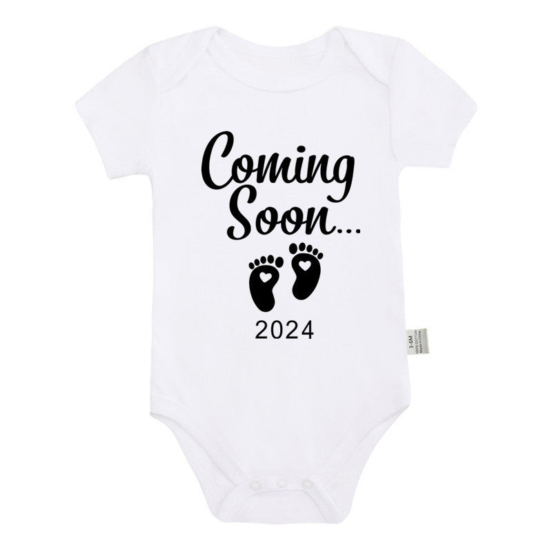 Tillkännagiven graviditet 2024 Nyfödd baby Romper Pure Cotton Rompers