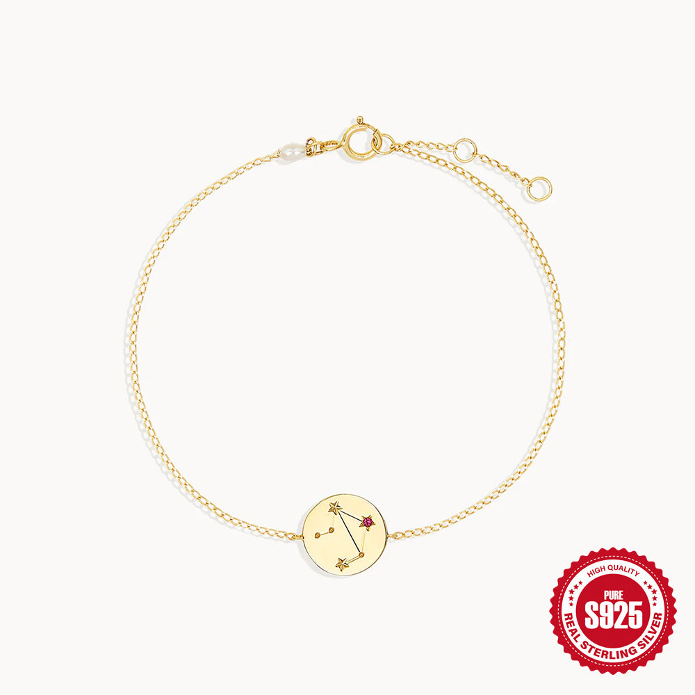 S925 Bracelet en diamant en pierre d'anniversaire en argent sterling sterling Douze Constellation
