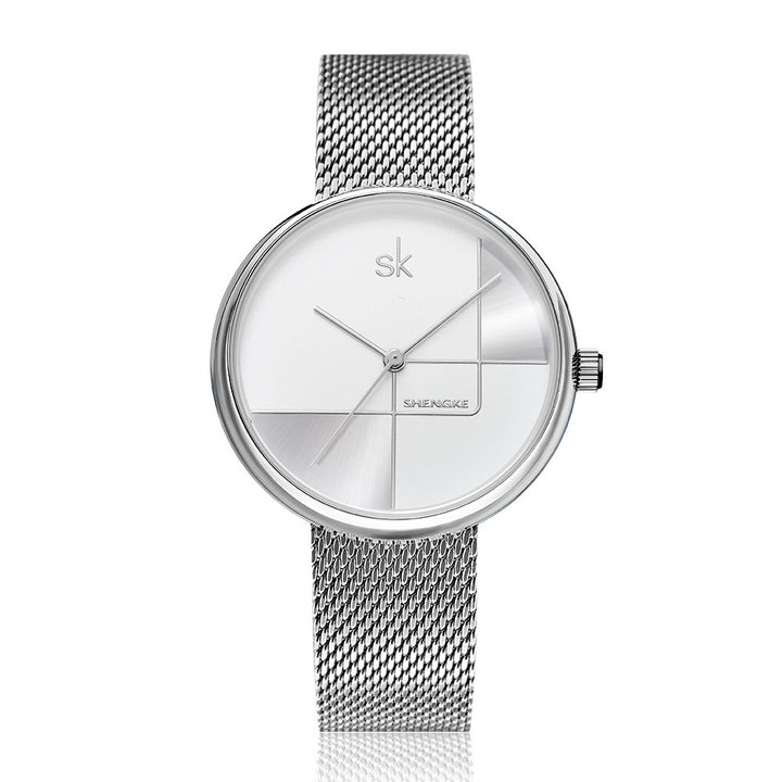 Женска мода проста геометрична кварцов часовник Watch Mesh Watch