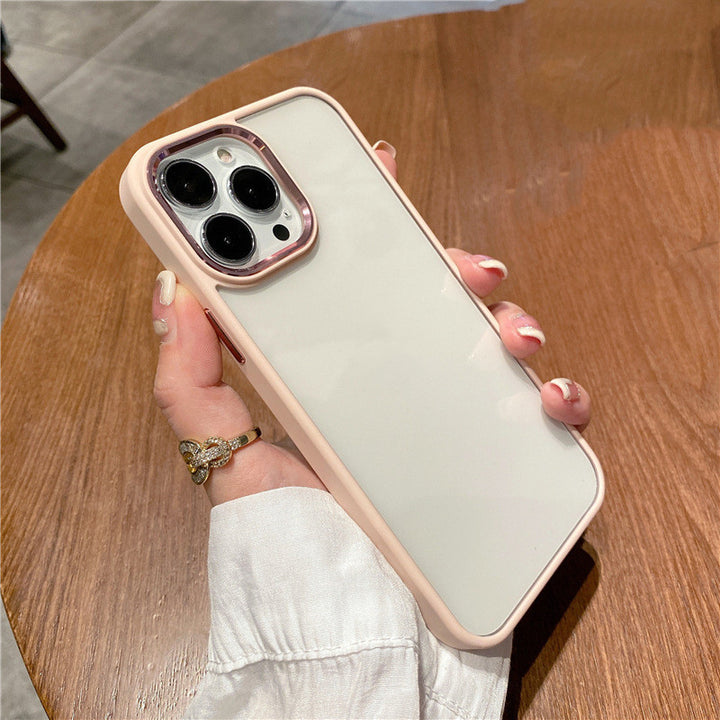 Nieuwe lens Anti-fall Skin Feeling Beschermende Cover Metal Phone Case