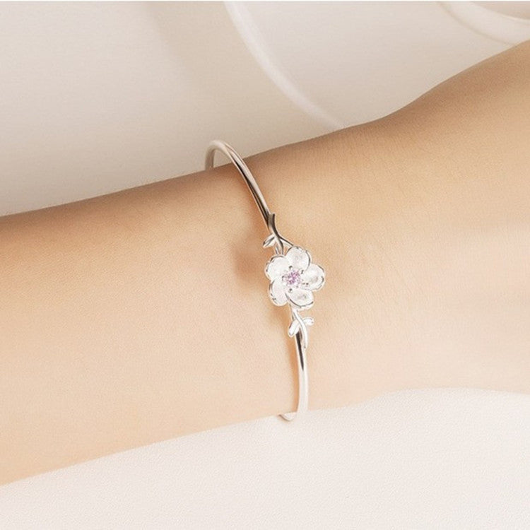 Crstal Flower Leaf Cuff Bracelet