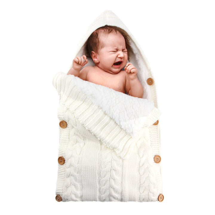 Bolso de dormir de felpa cochecito para bebés botón tibio saco de dormir