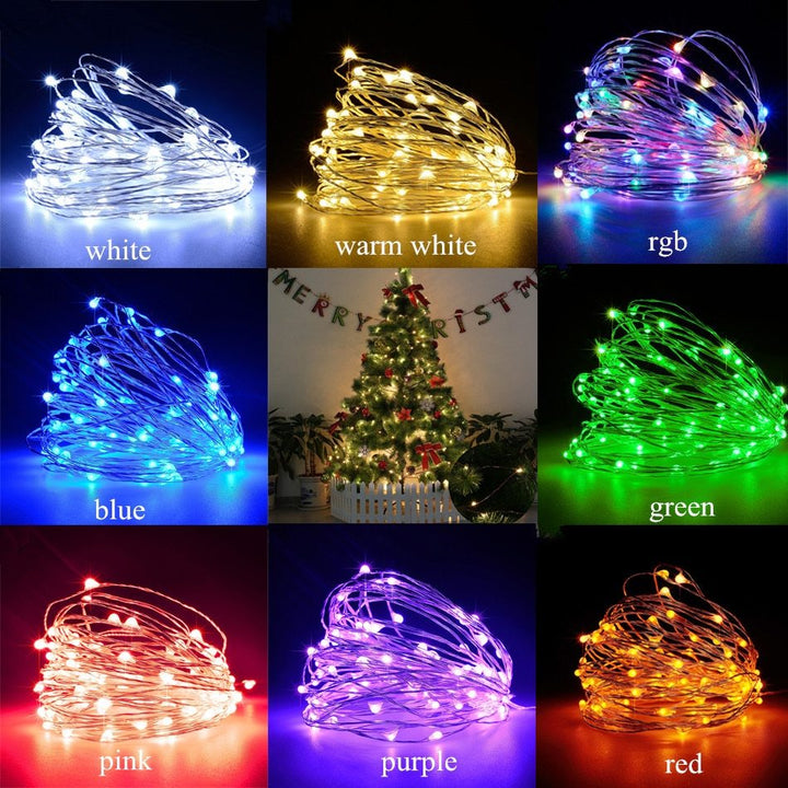 Noel Işığı LED açık hava pil USB Powered 2m 5m10m String Lights Cooper Tel Garland Düğün Dekorasyon Peri Işıkları