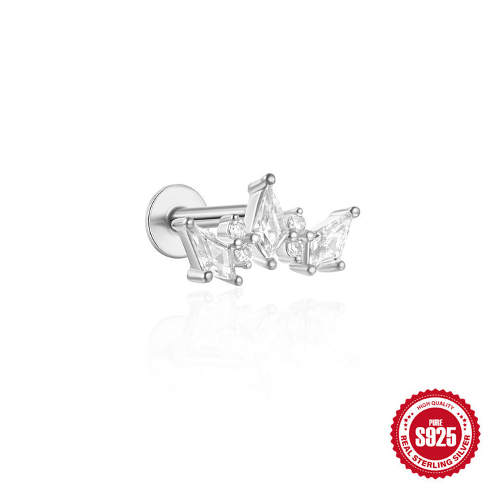 S925 Sterling Silver Moon Gem Cercei de piercing la modă