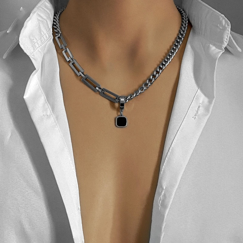 Simplu versatil Colier de știfturi negre versatile de design pentru femei din titan oțel de titan