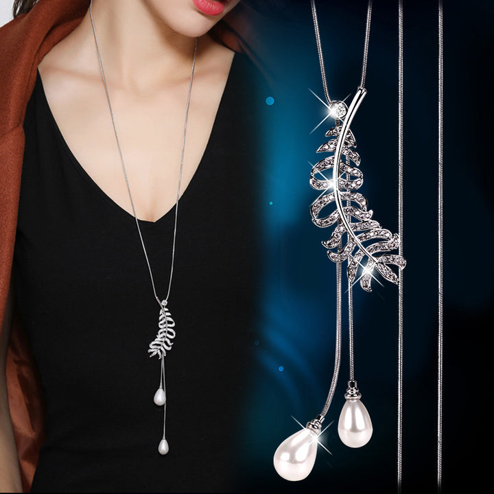 Women's Crystal Sweater Chain Long Pendant accessoires