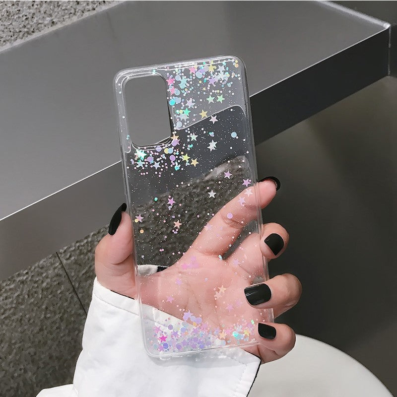 Transparent glitterpulver mobil dröm polka prick dropplim glitter skyddande fodral