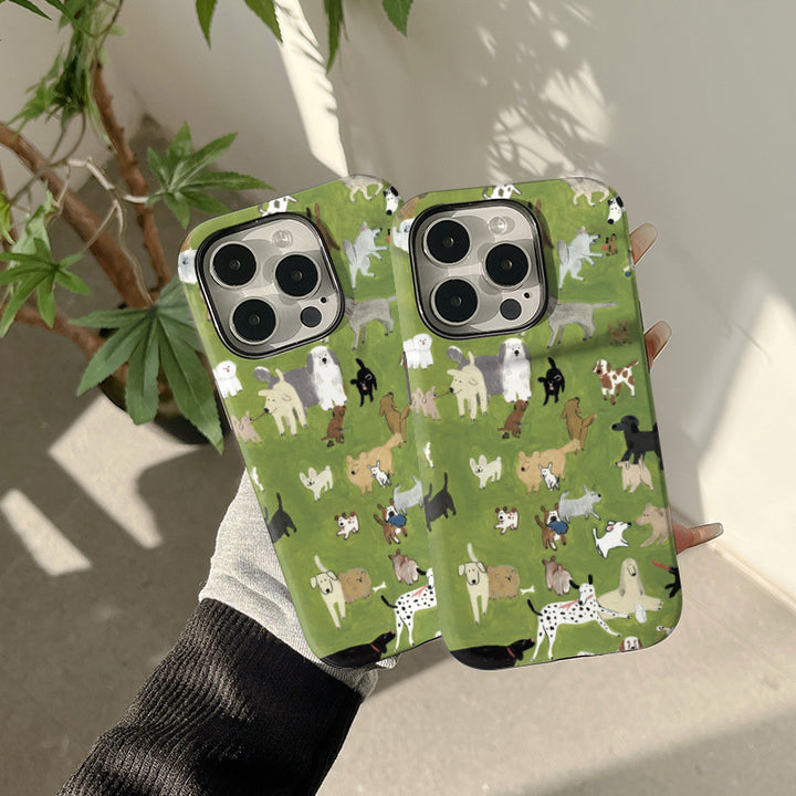 Personnalité de la mode Case de téléphone pour chiens de fond vert