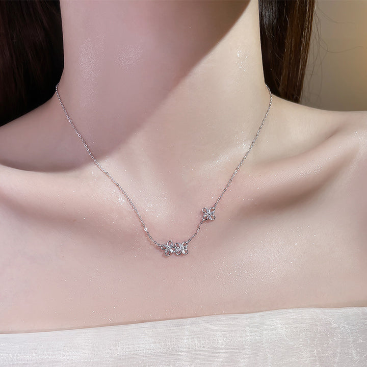 Collier de trèfle de pétale en argent sterling pour femmes