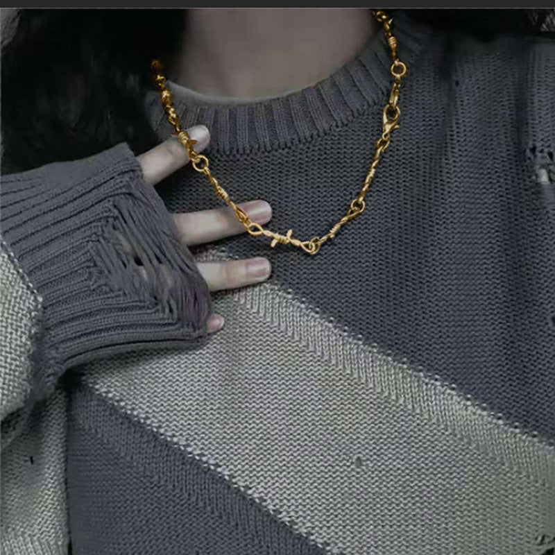 Small Niche Design, Thorny And Prickly Hip-hop, Unique Personality, Unique Fashion, OL Minimalist Collarbone Chain