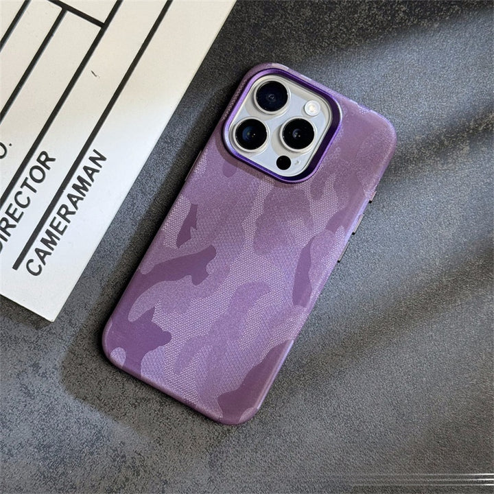 Telefoonhoes geavanceerd eenvoudige camouflage lederen magnetische drop-resistente beschermhoes