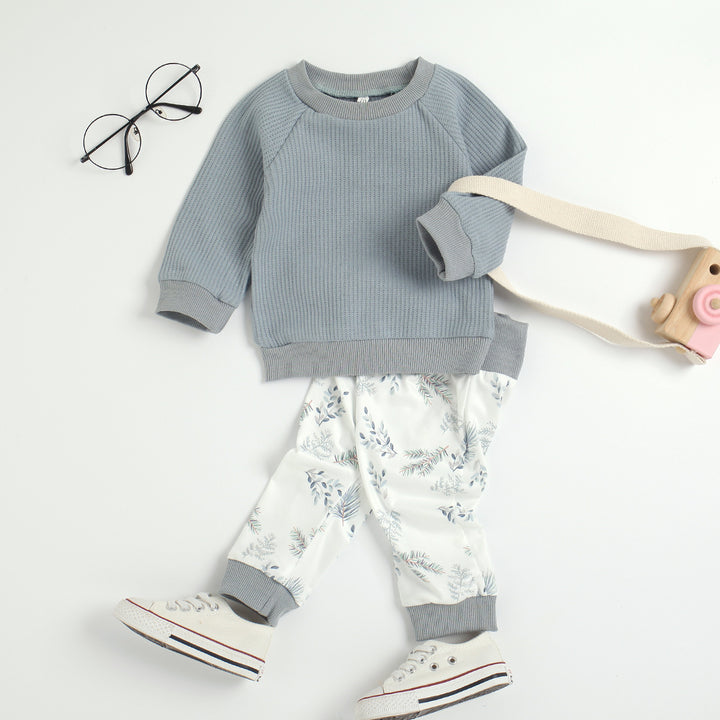 Kinderbekleidung Herbst-Jungen und Mädchen Langarmanzug zweiteiliger Set zweier