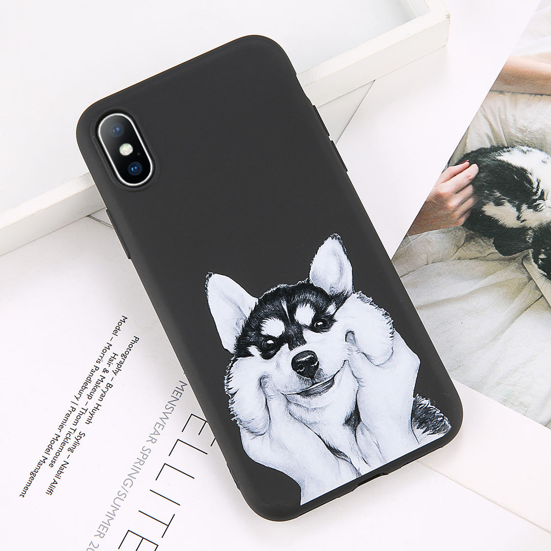 Soft Cartoon Cat Dog Phish Pattern Case de teléfonos móviles