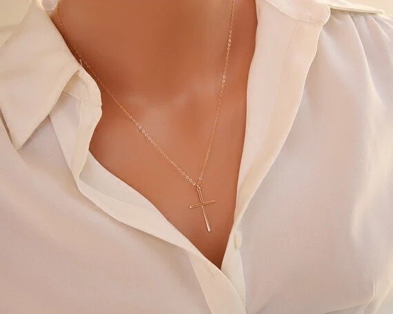 Simple Fashion Cross Gold And Silver Pendant Necklace