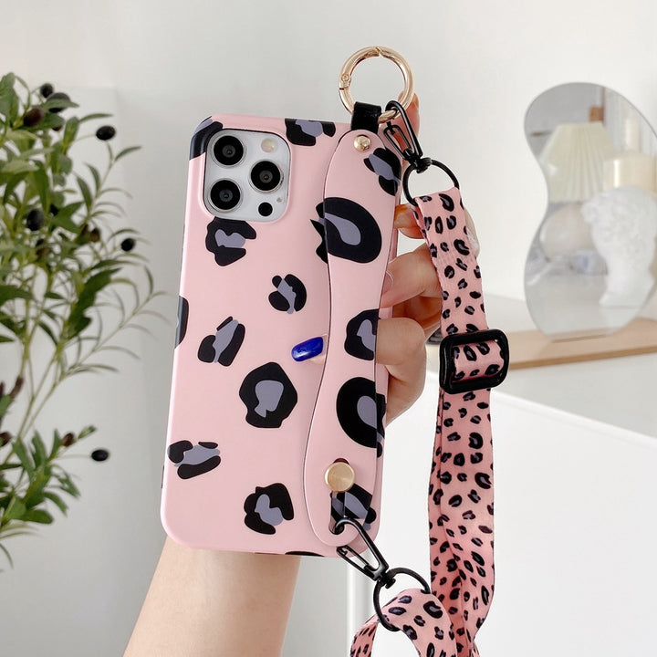 Bracelet à imprimé léopard avec le même boîtier de téléphone à longe